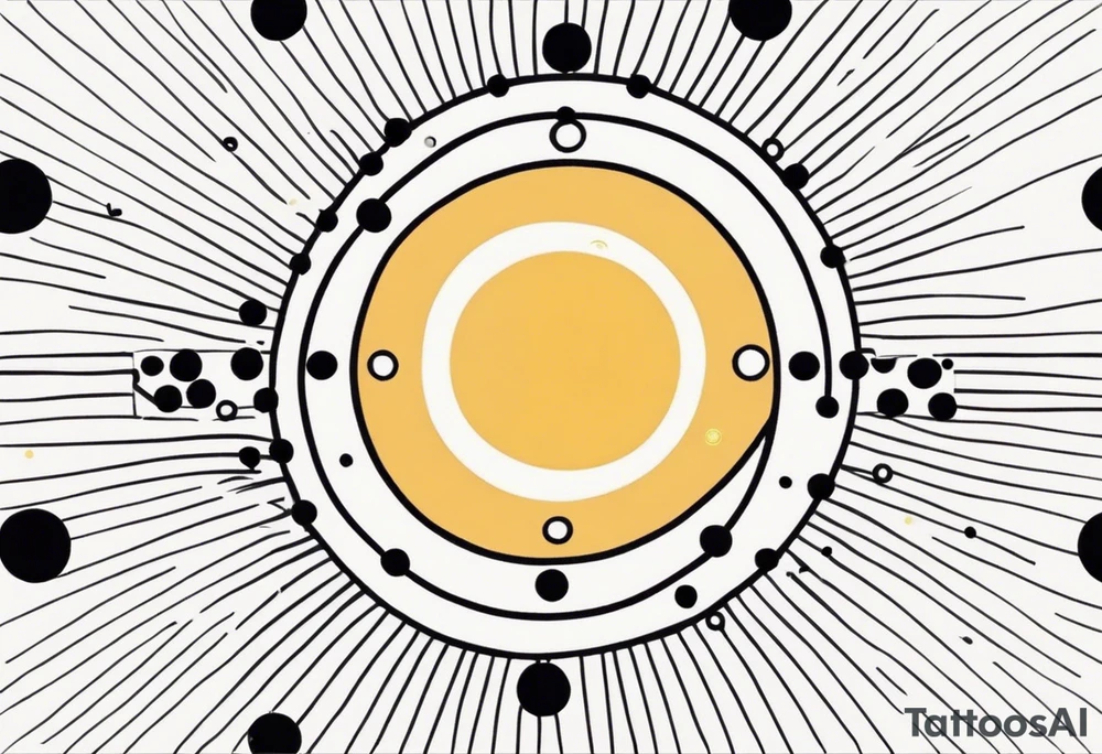 simple sun made of black dots and circles tattoo idea