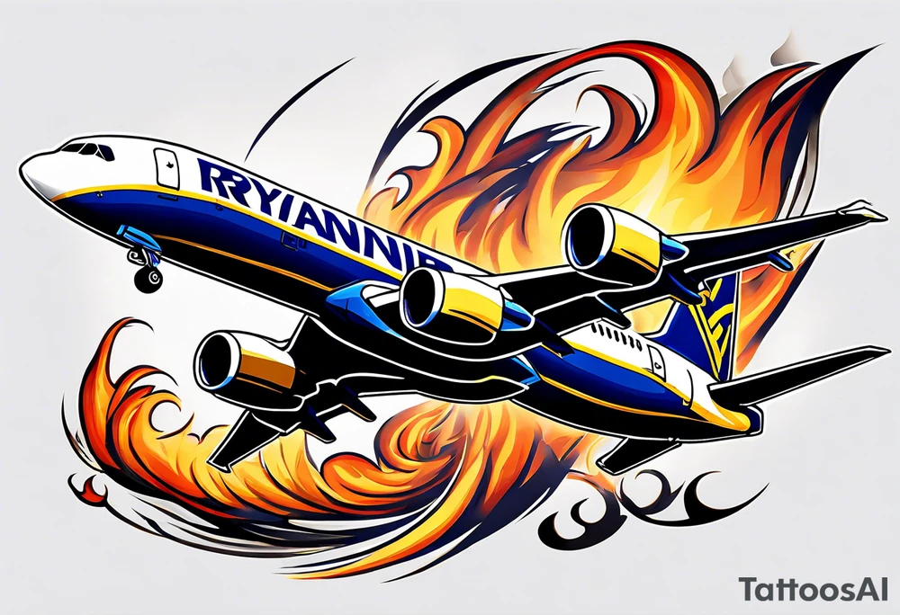 Ryanair airplanes in flame and crashing eachother tattoo idea