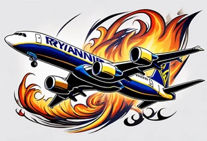 Ryanair airplanes in flame and crashing eachother tattoo idea