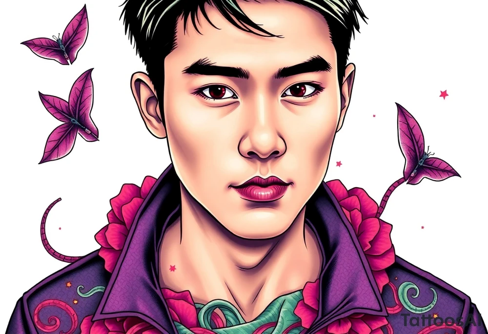 Handsome Asian young guy is behind web tattoo idea
