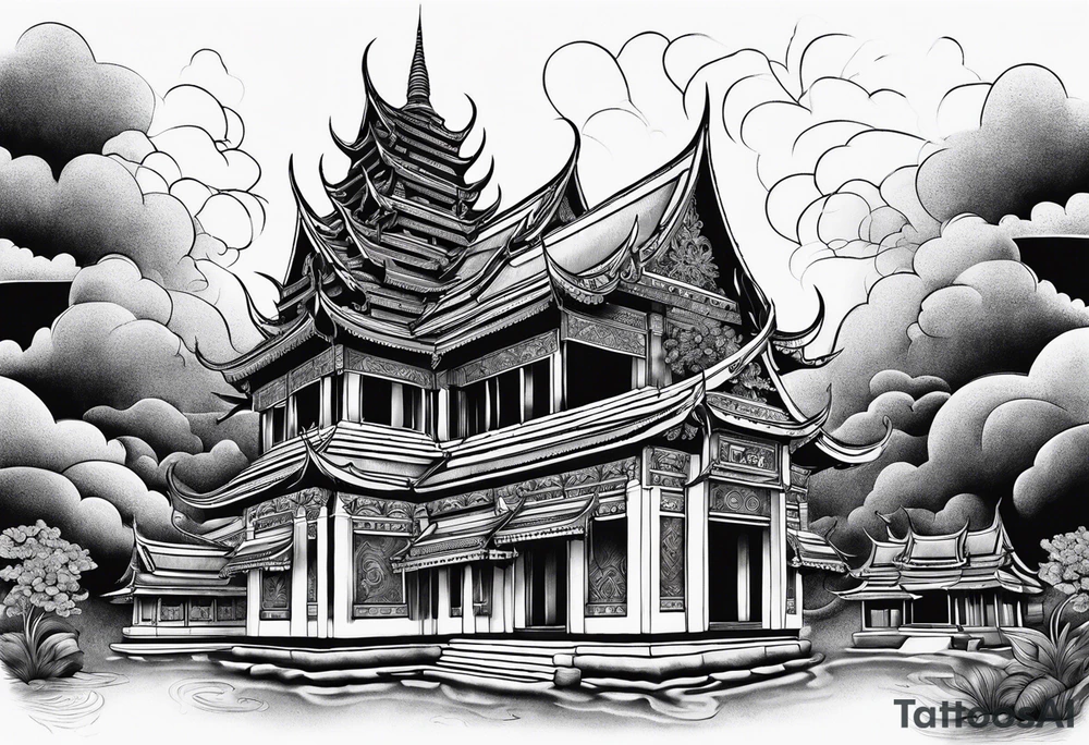 thai temple but minimalistic tattoo idea
