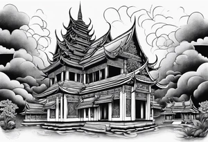 thai temple but minimalistic tattoo idea