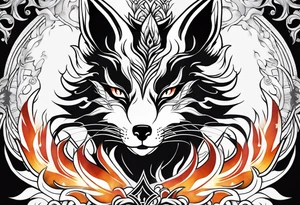 kitsune mask on flame tattoo idea