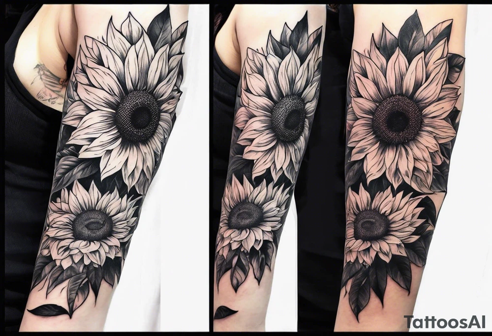 Sunflower sleeve tattoo idea