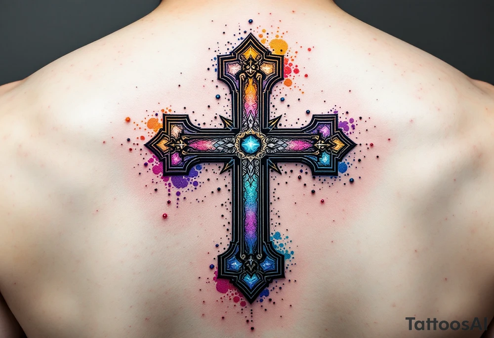 Colorful cross 
colorful cross tattoo idea