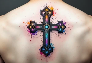 Colorful cross 
colorful cross tattoo idea
