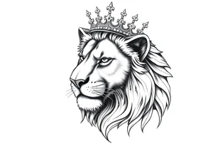 Lioness face with crown tattoo idea