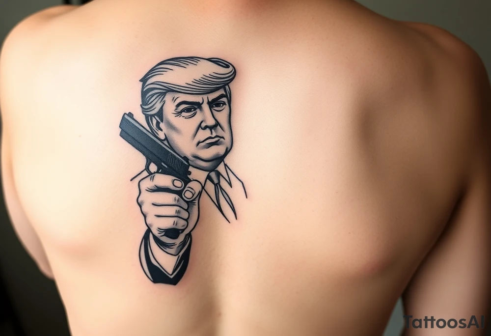 President Trump holding a gun to President Biden tattoo idea