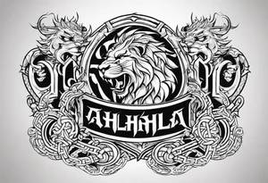 Valhalla  dragon  lion chains tattoo idea