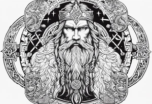 Nordic gods with runes and knots tattoo idea