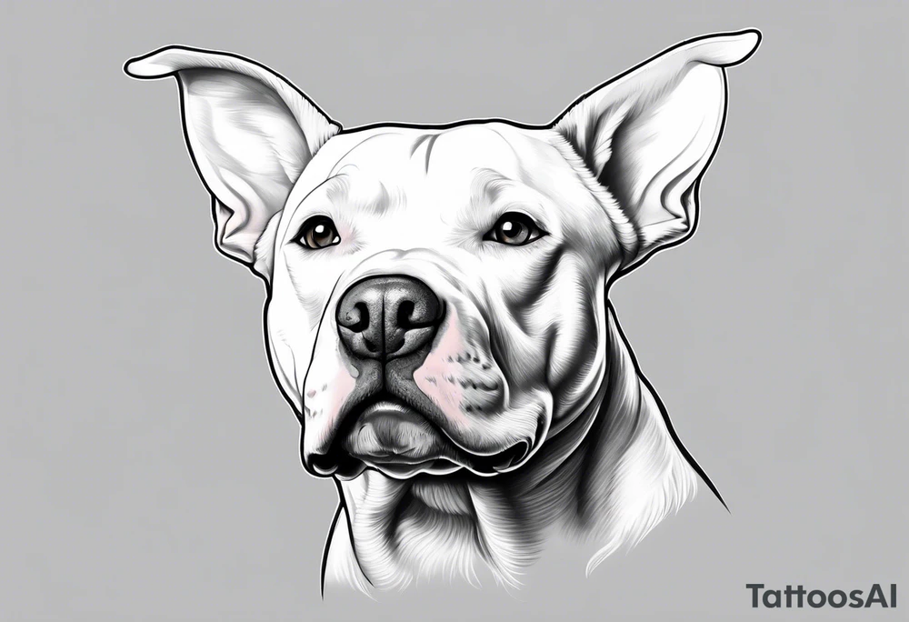 white pitbull pointed ears tattoo idea