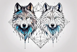 Constellation, two animal wolf, géométric tattoo idea
