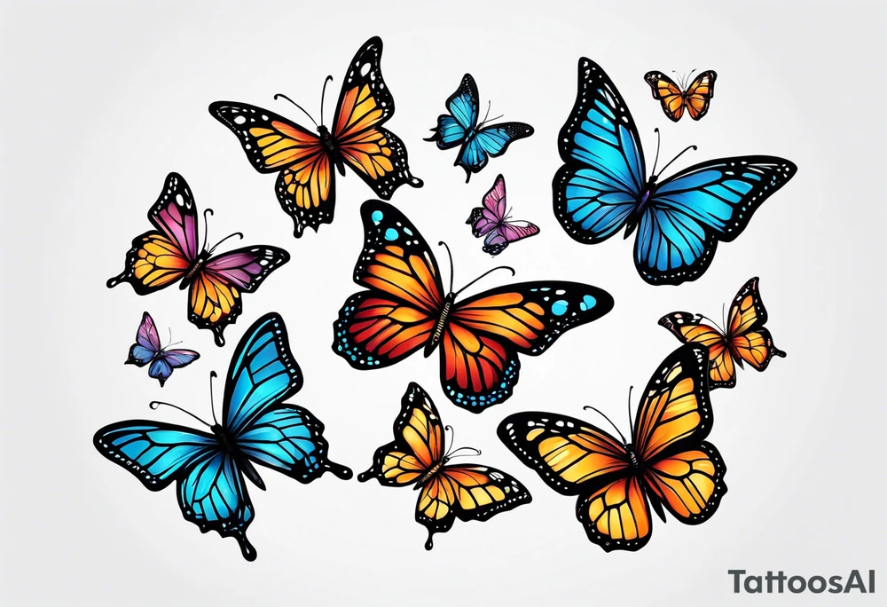 tiny butterflies trailing tattoo idea
