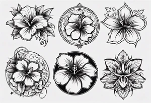 Round ornament hibiscus tattoo idea