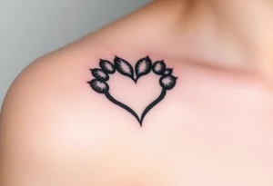 A black-and-gray shaded paw forming a heart, with sharp fur details and intense shading for a bold, mystical look tattoo idea