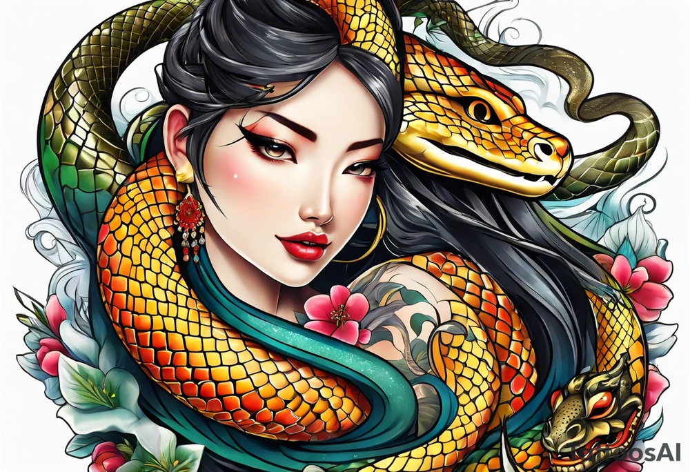 111, snakes, religious number of quote tattoo idea