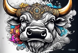 A powerful bull and steam coming out of his notrils. Make it angry tattoo idea