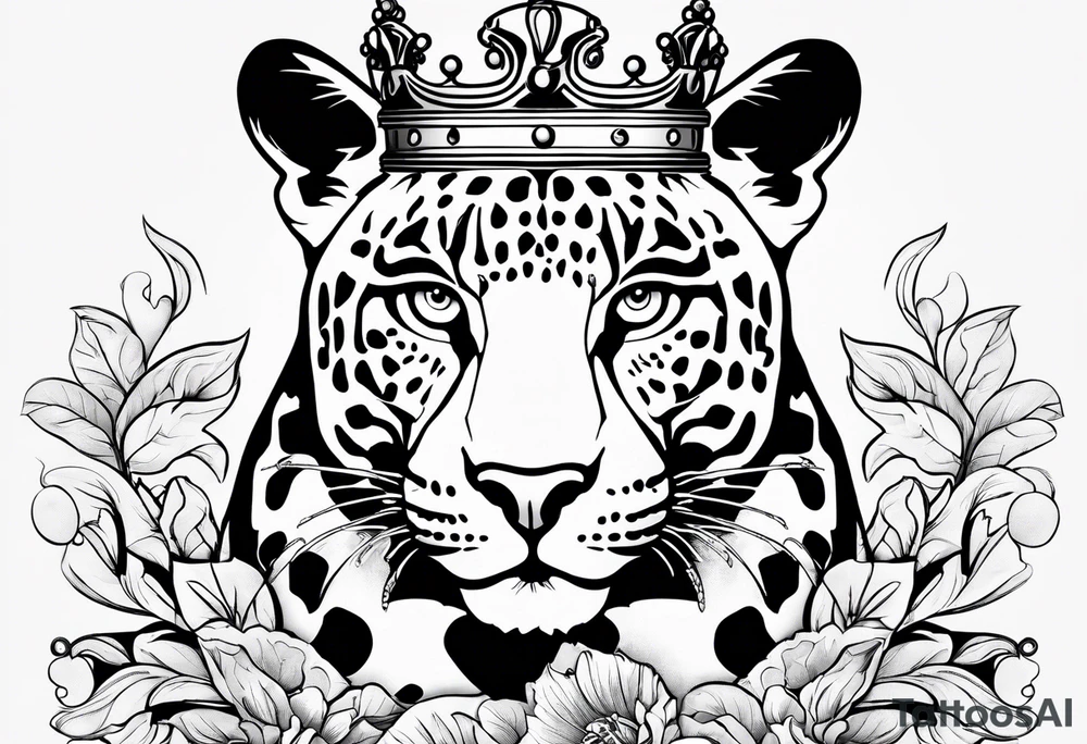 a jaguar outline and the letter A with a crown tattoo idea