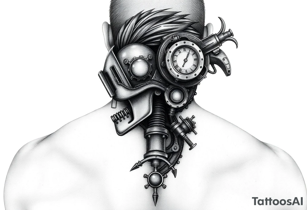 steam punk side of the head tattoo tattoo idea