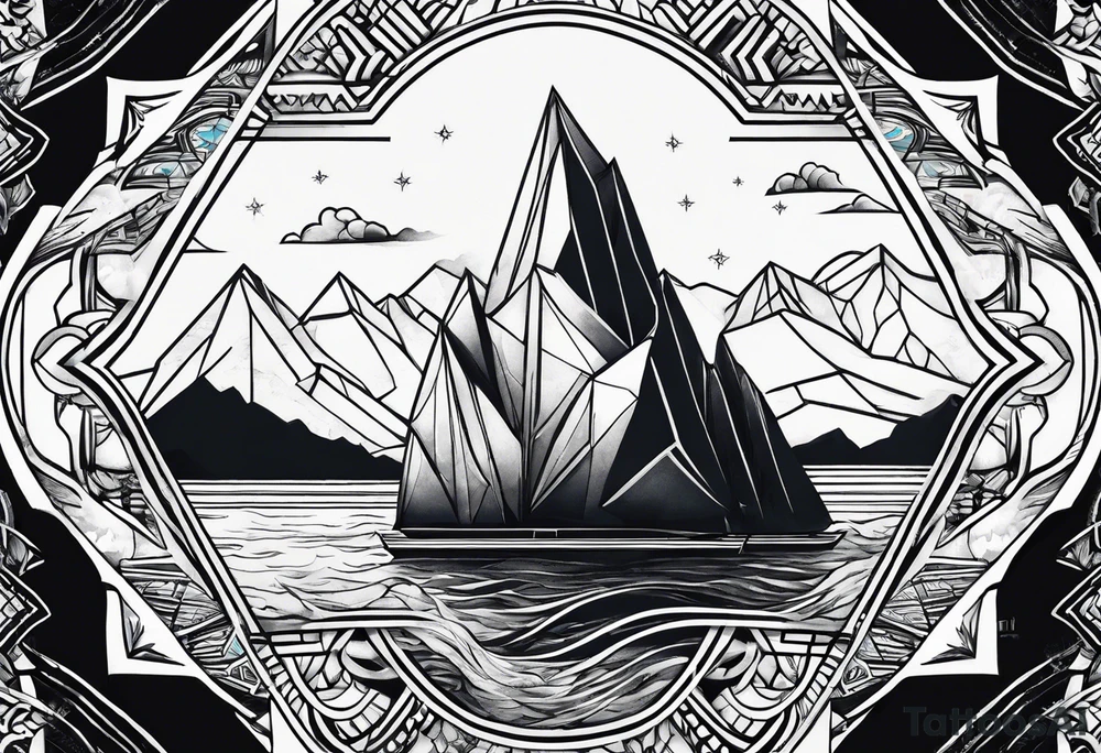 geometric iceberg tattoo idea
