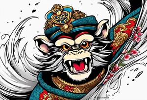 traditional japanese art jumping monkey tattoo idea