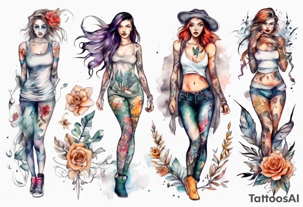 Sexy girl full body tattoo idea