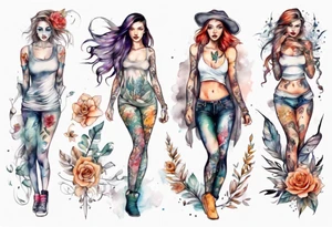 Sexy girl full body tattoo idea