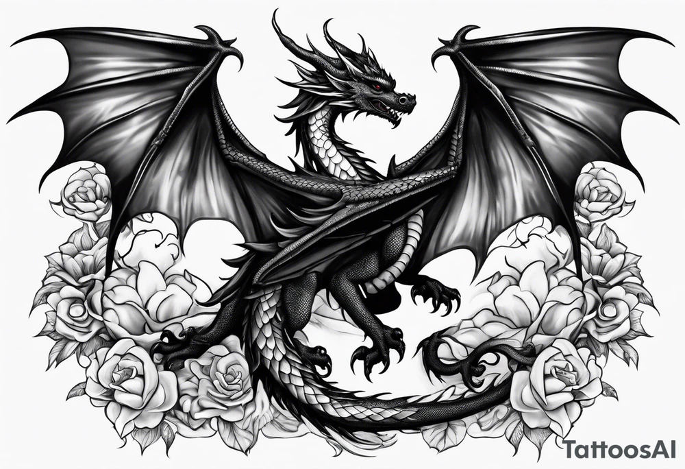 Mother dragon wings spread with 3 baby dragons tattoo idea Mother dragon wings spread with 3 baby dragons tattoo idea