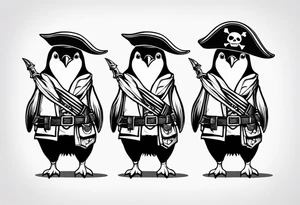 penguin dressed as a pirate tattoo idea