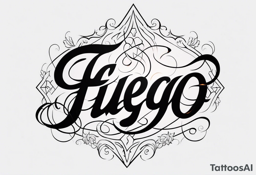 The word “fuego” in cursive with flames around it. tattoo idea