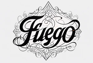 The word “fuego” in cursive with flames around it. tattoo idea