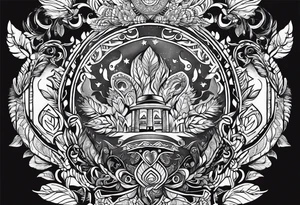 Mexican American inspired Tattoo that incorporates being a father,  love for family and importance of building wealth. Include elements of the Pacific Northwest Forrest on shoulder tattoo idea