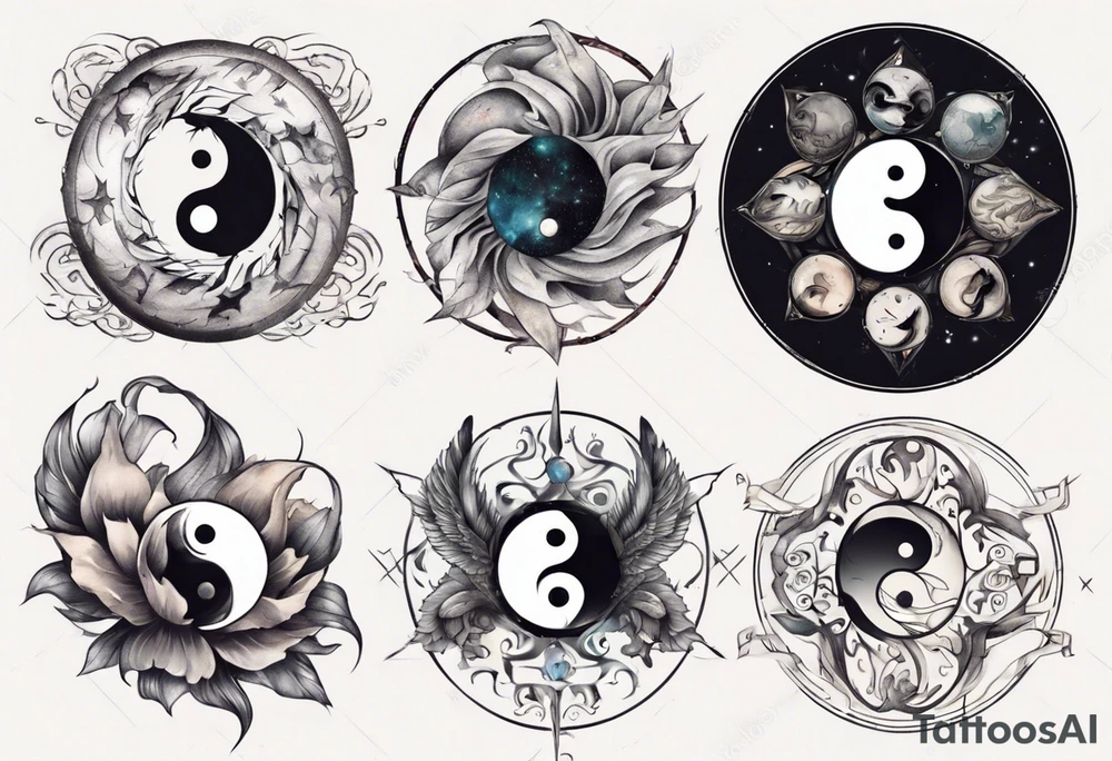Ying Yang zodiac sign tattoo idea