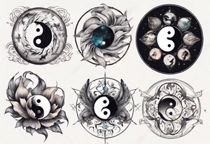Ying Yang zodiac sign tattoo idea