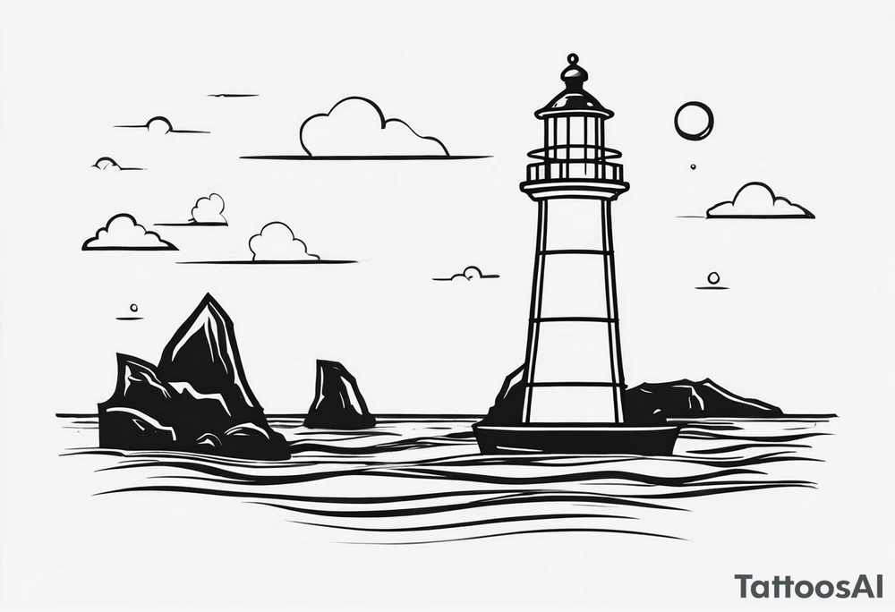 Farol no oceano desenho bem minimalista tattoo idea