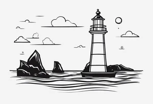 Farol no oceano desenho bem minimalista tattoo idea