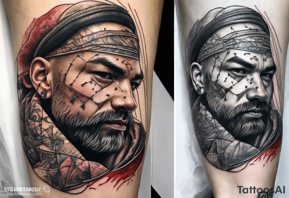 stitching together a wound; no portrait; band around arm tattoo idea