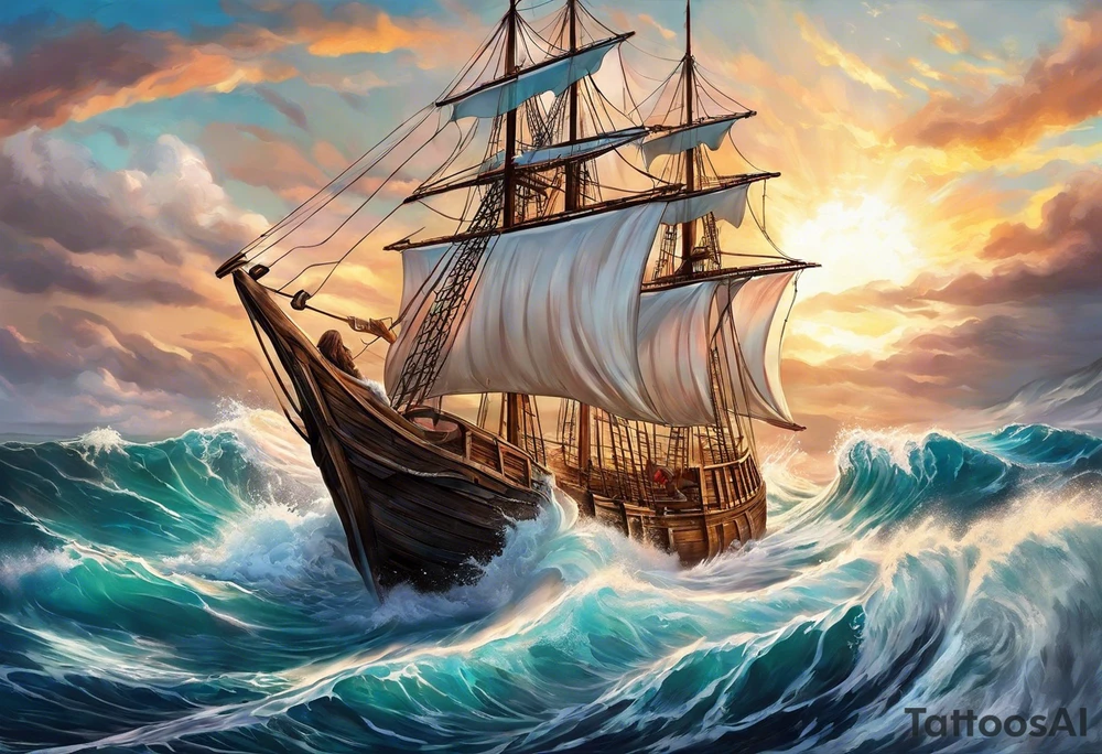 Jesus calming the sea tattoo idea
