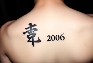 The date 30th of December 2006 in kanjis style sosho with and thin lines tattoo idea