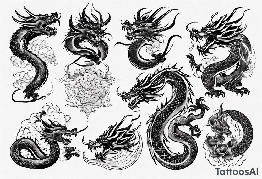 Dragón lineal tattoo idea