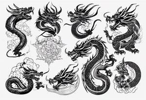 Dragón lineal tattoo idea
