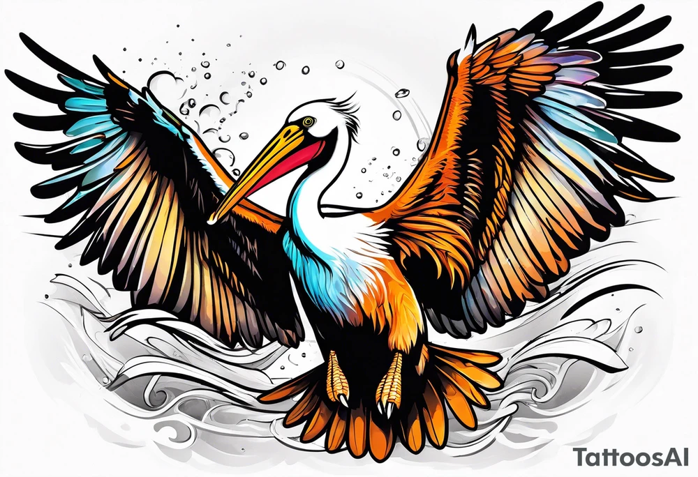 dive diving tucked wings plunge plunging bombing pelican tattoo idea