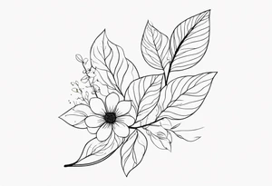 Leaves with Flower Details Long tattoo idea