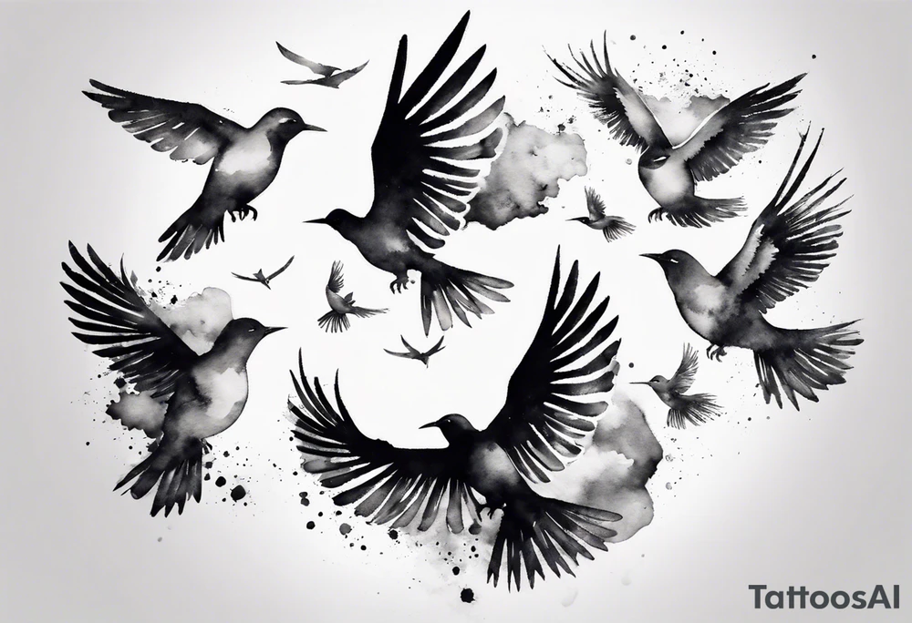shoulder tattoo with light rays with birds flying free among the clouds, round shape, 3d effect tattoo idea shoulder tattoo with light rays with birds flying free among the clouds, round shape, 3d effect tattoo idea