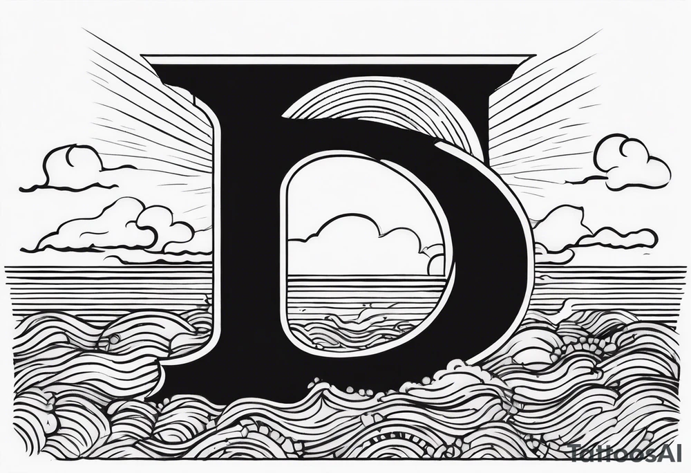 Dawn horizon with the letter D tattoo idea