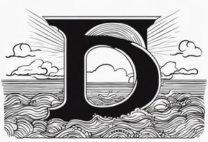 Dawn horizon with the letter D tattoo idea