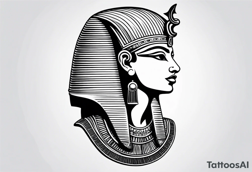 black and white Egyptian goddess Isis tattoo idea