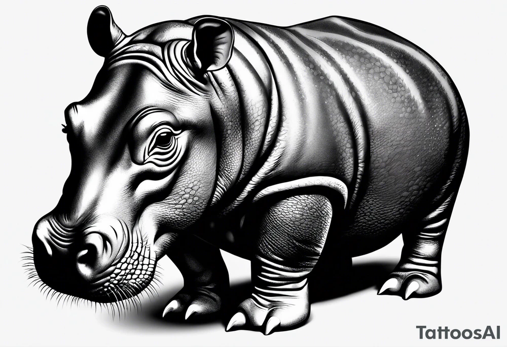 Baby hippopotamus tattoo idea