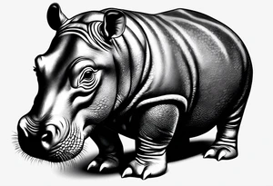 Baby hippopotamus tattoo idea