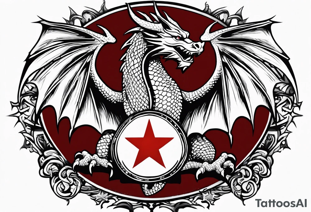 Welsh dragon holding a texas star as a shield with wording come take it tattoo idea